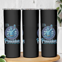 Ancient Greek Mythology Poseidon Dartist Skinny Tumbler God Of The Dart Sea Trident - Wonder Print Shop