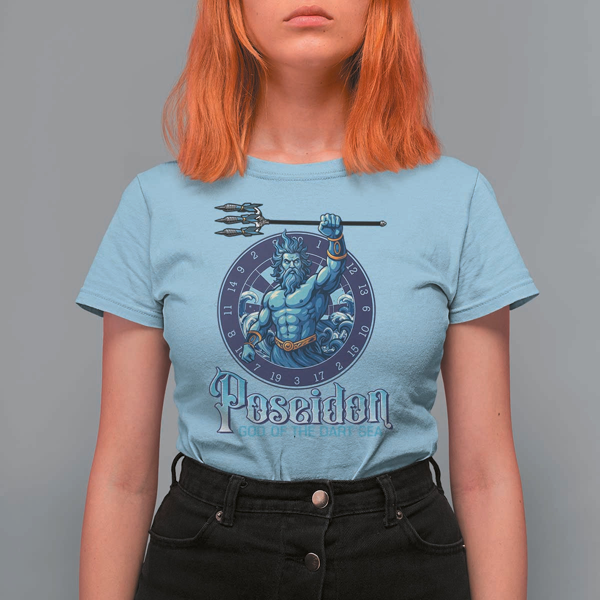 Ancient Greek Mythology Poseidon Dartist T Shirt For Women God Of The Dart Sea Trident - Wonder Print Shop