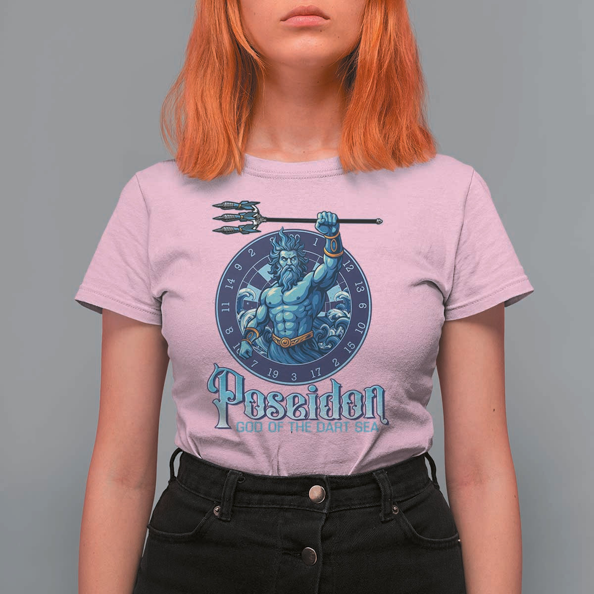 Ancient Greek Mythology Poseidon Dartist T Shirt For Women God Of The Dart Sea Trident - Wonder Print Shop