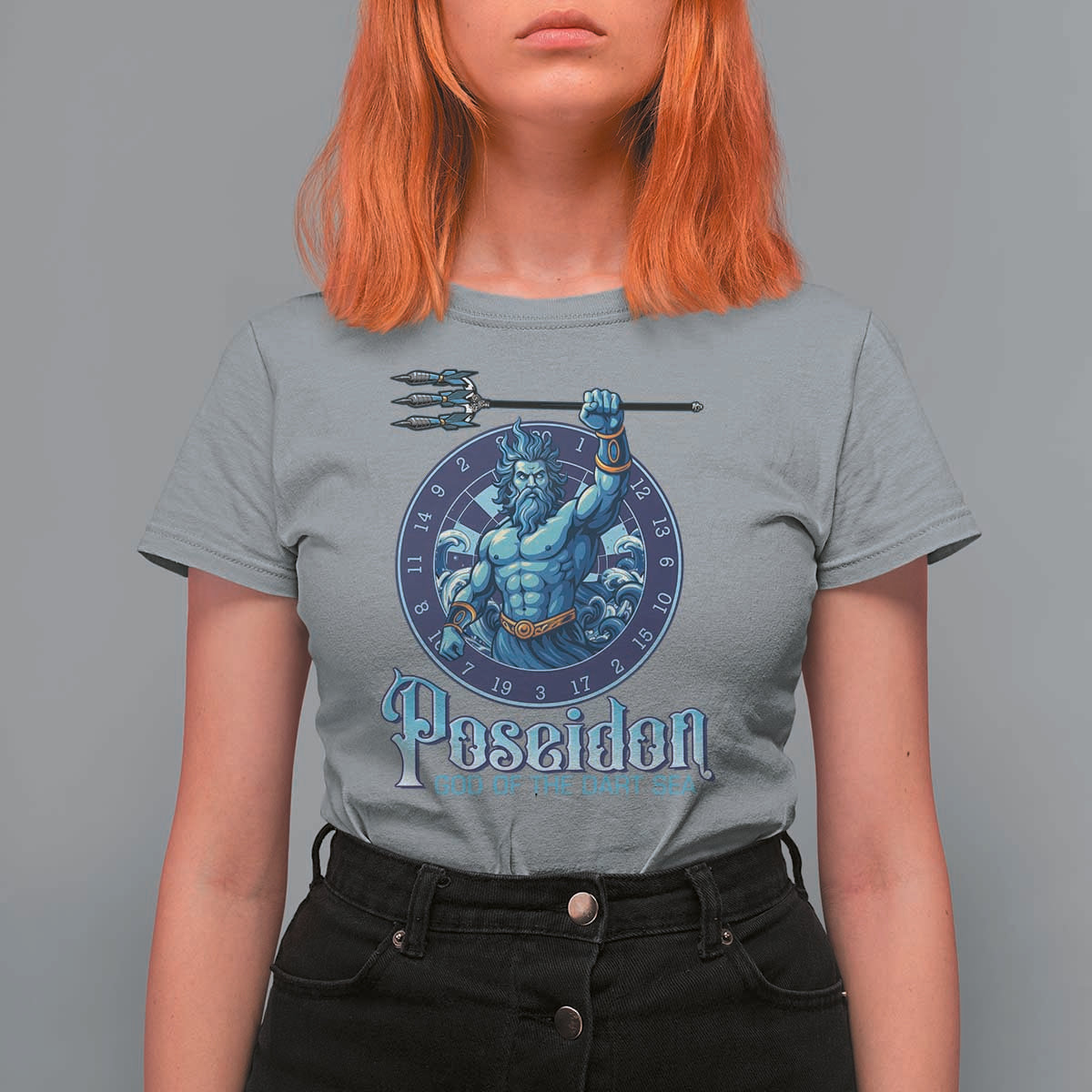 Ancient Greek Mythology Poseidon Dartist T Shirt For Women God Of The Dart Sea Trident - Wonder Print Shop