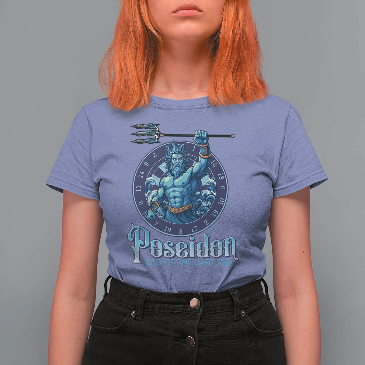 Ancient Greek Mythology Poseidon Dartist T Shirt For Women God Of The Dart Sea Trident - Wonder Print Shop