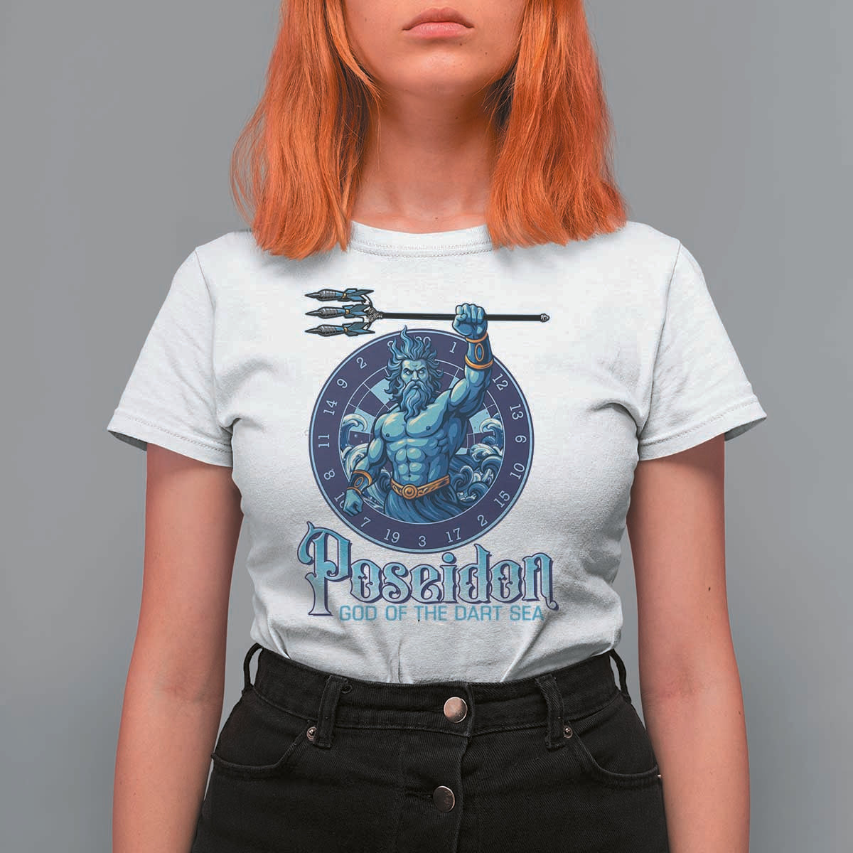 Ancient Greek Mythology Poseidon Dartist T Shirt For Women God Of The Dart Sea Trident - Wonder Print Shop