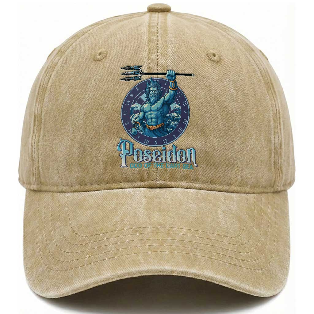 Ancient Greek Mythology Poseidon Dartist Washed Cotton Baseball Cap God Of The Dart Sea Trident