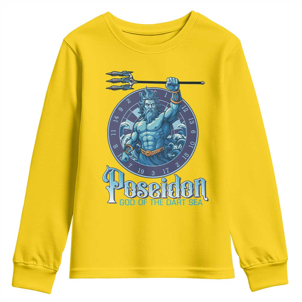 Ancient Greek Mythology Poseidon Dartist Youth Sweatshirt God Of The Dart Sea Trident - Wonder Print Shop