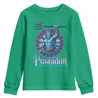 Ancient Greek Mythology Poseidon Dartist Youth Sweatshirt God Of The Dart Sea Trident - Wonder Print Shop