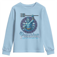 Ancient Greek Mythology Poseidon Dartist Youth Sweatshirt God Of The Dart Sea Trident - Wonder Print Shop