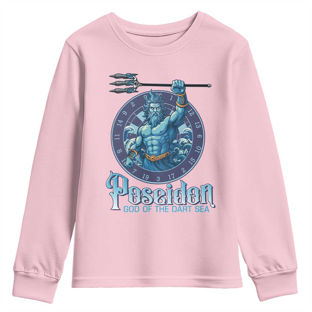 Ancient Greek Mythology Poseidon Dartist Youth Sweatshirt God Of The Dart Sea Trident - Wonder Print Shop