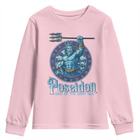 Ancient Greek Mythology Poseidon Dartist Youth Sweatshirt God Of The Dart Sea Trident - Wonder Print Shop