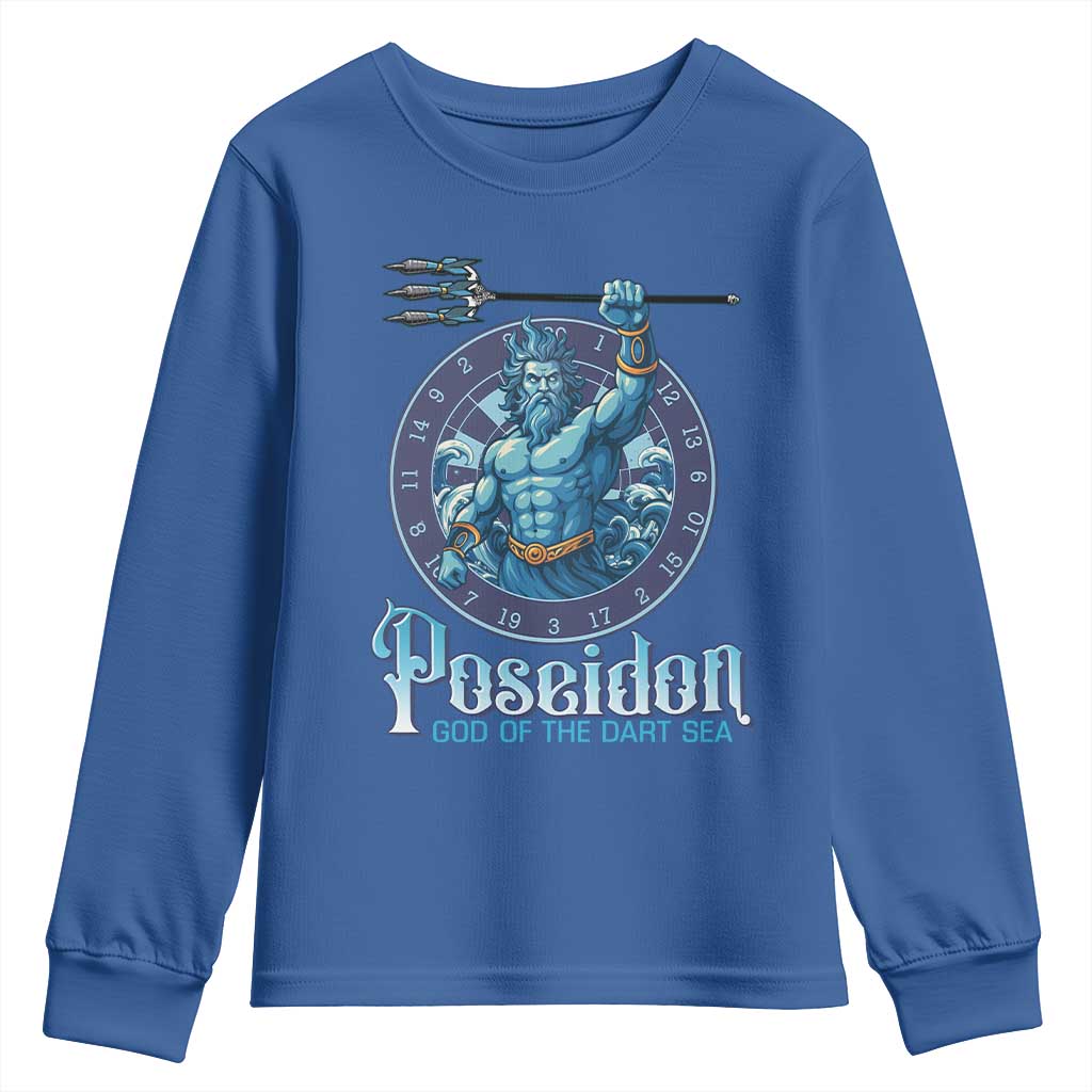 Ancient Greek Mythology Poseidon Dartist Youth Sweatshirt God Of The Dart Sea Trident - Wonder Print Shop