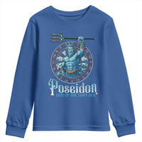 Ancient Greek Mythology Poseidon Dartist Youth Sweatshirt God Of The Dart Sea Trident - Wonder Print Shop