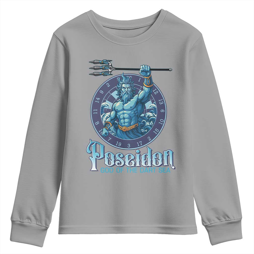 Ancient Greek Mythology Poseidon Dartist Youth Sweatshirt God Of The Dart Sea Trident - Wonder Print Shop
