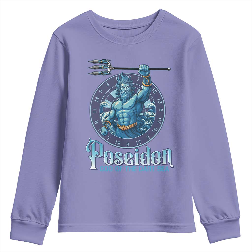 Ancient Greek Mythology Poseidon Dartist Youth Sweatshirt God Of The Dart Sea Trident - Wonder Print Shop