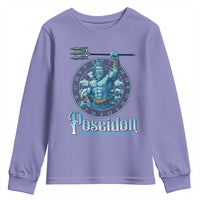 Ancient Greek Mythology Poseidon Dartist Youth Sweatshirt God Of The Dart Sea Trident - Wonder Print Shop