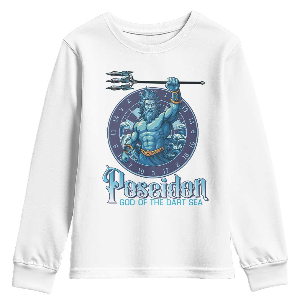 Ancient Greek Mythology Poseidon Dartist Youth Sweatshirt God Of The Dart Sea Trident - Wonder Print Shop