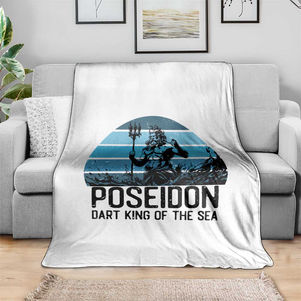 Ancient Greek Mythology Poseidon Dartist Throw Blanket Dart King Of The Sea Trident - Wonder Print Shop