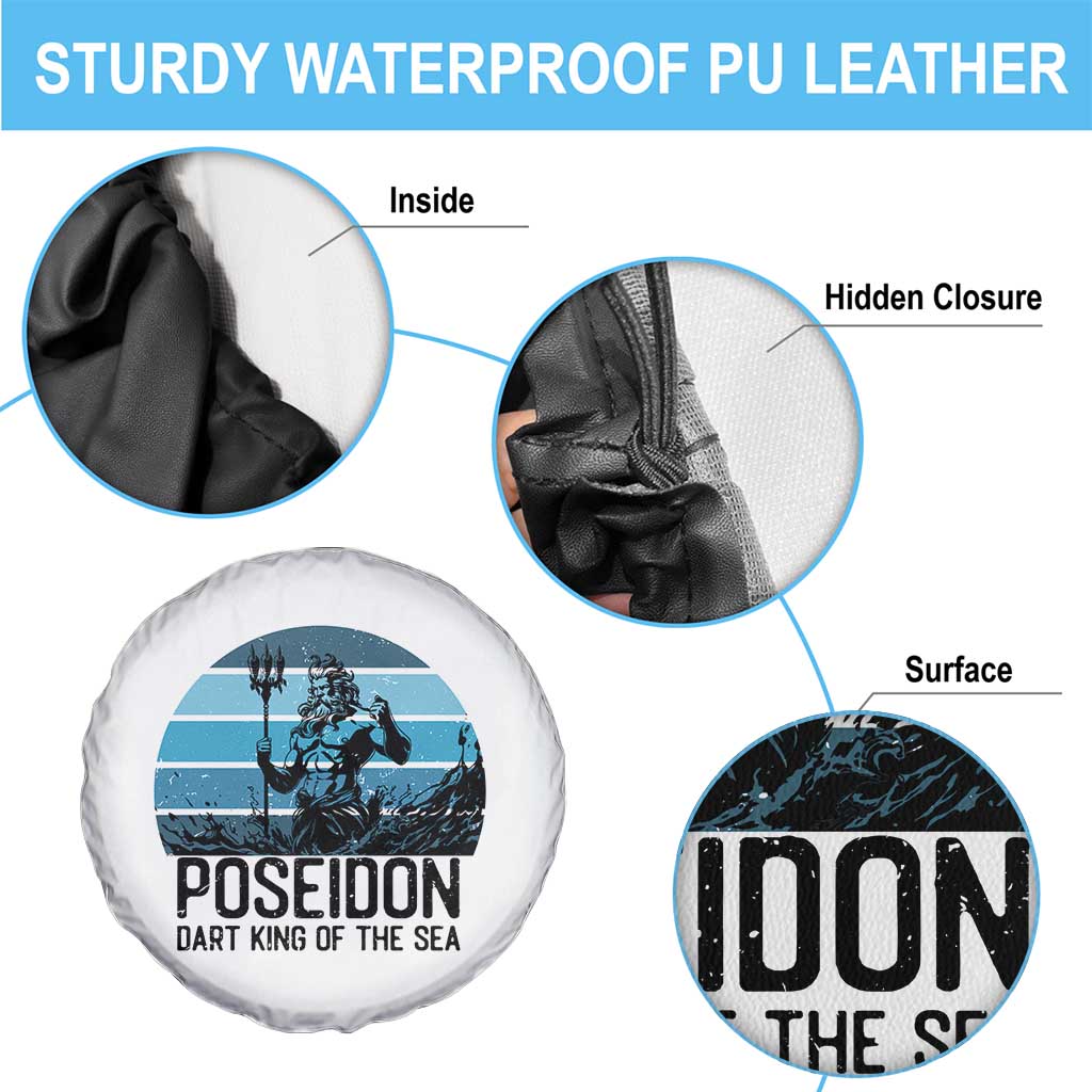 Ancient Greek Mythology Poseidon Dartist Spare Tire Cover Dart King Of The Sea Trident - Wonder Print Shop