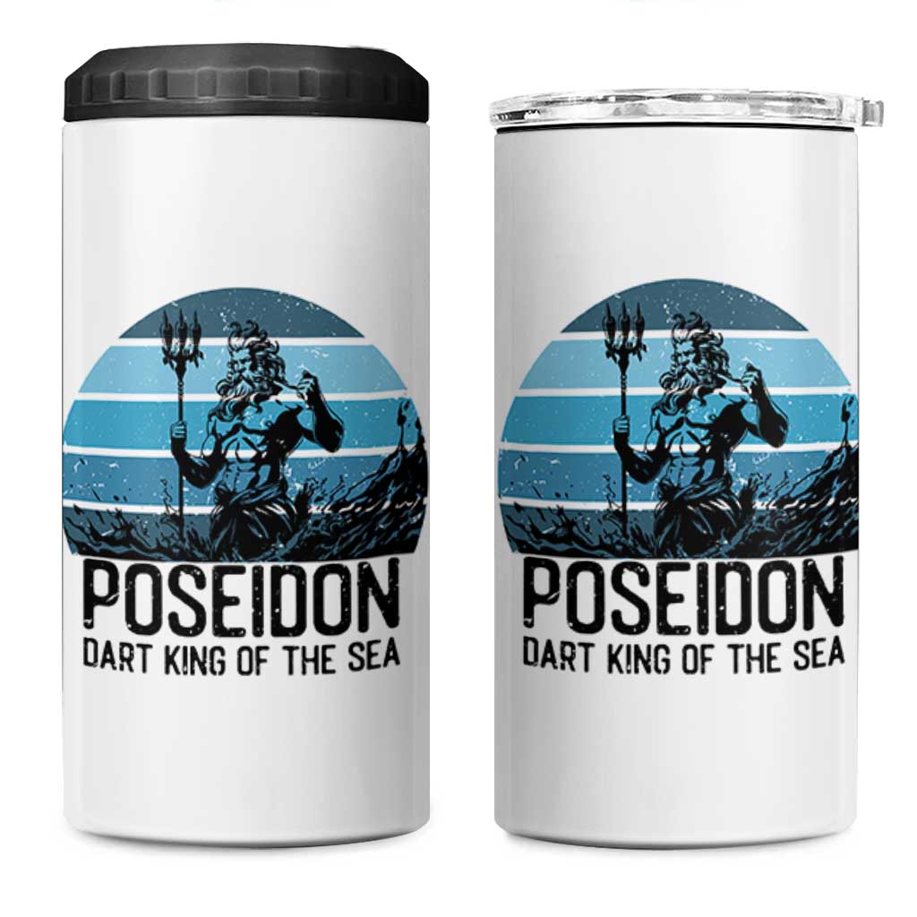 Ancient Greek Mythology Poseidon Dartist 4 in 1 Can Cooler Tumbler Dart King Of The Sea Trident - Wonder Print Shop
