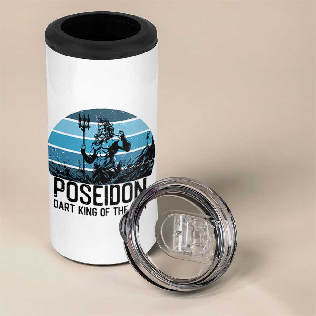 Ancient Greek Mythology Poseidon Dartist 4 in 1 Can Cooler Tumbler Dart King Of The Sea Trident - Wonder Print Shop