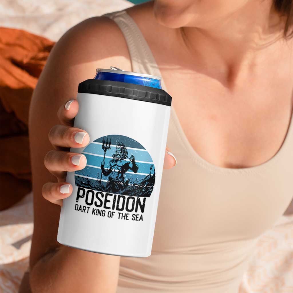 Ancient Greek Mythology Poseidon Dartist 4 in 1 Can Cooler Tumbler Dart King Of The Sea Trident - Wonder Print Shop