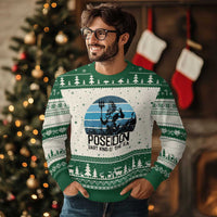 Ancient Greek Mythology Poseidon Dartist Ugly Christmas Sweater Dart King Of The Sea Trident - Wonder Print Shop