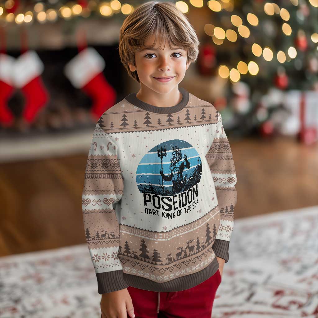 Ancient Greek Mythology Poseidon Dartist Ugly Christmas Sweater Dart King Of The Sea Trident - Wonder Print Shop