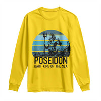 Ancient Greek Mythology Poseidon Dartist Long Sleeve Shirt Dart King Of The Sea Trident - Wonder Print Shop