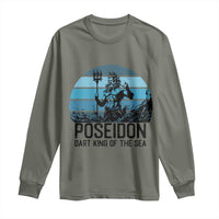 Ancient Greek Mythology Poseidon Dartist Long Sleeve Shirt Dart King Of The Sea Trident - Wonder Print Shop