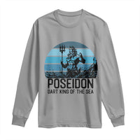 Ancient Greek Mythology Poseidon Dartist Long Sleeve Shirt Dart King Of The Sea Trident - Wonder Print Shop