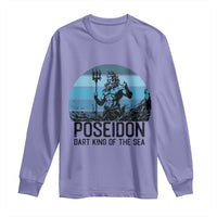Ancient Greek Mythology Poseidon Dartist Long Sleeve Shirt Dart King Of The Sea Trident - Wonder Print Shop