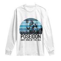 Ancient Greek Mythology Poseidon Dartist Long Sleeve Shirt Dart King Of The Sea Trident - Wonder Print Shop