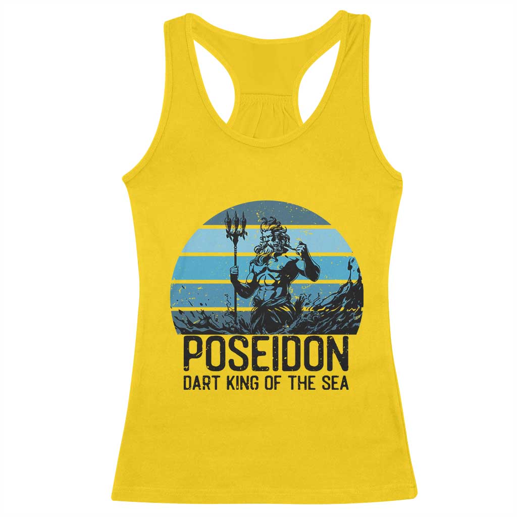 Ancient Greek Mythology Poseidon Dartist Racerback Tank Top Dart King Of The Sea Trident - Wonder Print Shop