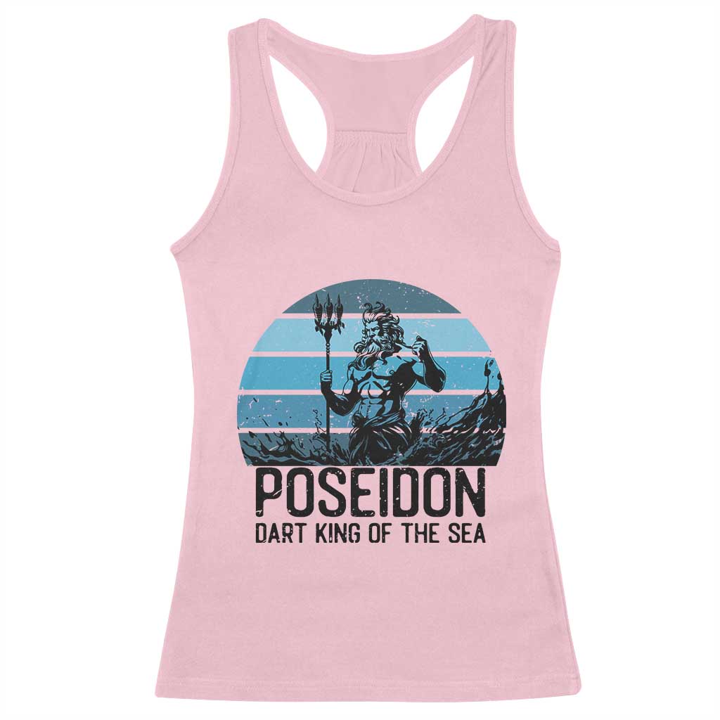 Ancient Greek Mythology Poseidon Dartist Racerback Tank Top Dart King Of The Sea Trident - Wonder Print Shop