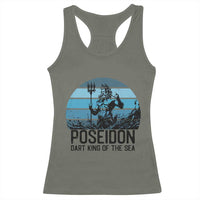 Ancient Greek Mythology Poseidon Dartist Racerback Tank Top Dart King Of The Sea Trident - Wonder Print Shop