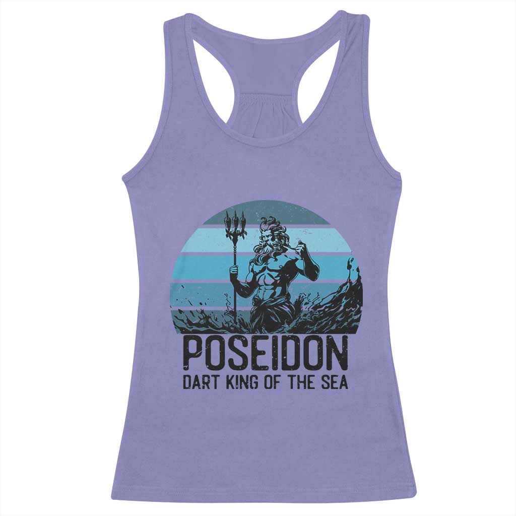 Ancient Greek Mythology Poseidon Dartist Racerback Tank Top Dart King Of The Sea Trident - Wonder Print Shop