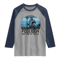 Ancient Greek Mythology Poseidon Dartist Raglan Shirt Dart King Of The Sea Trident - Wonder Print Shop