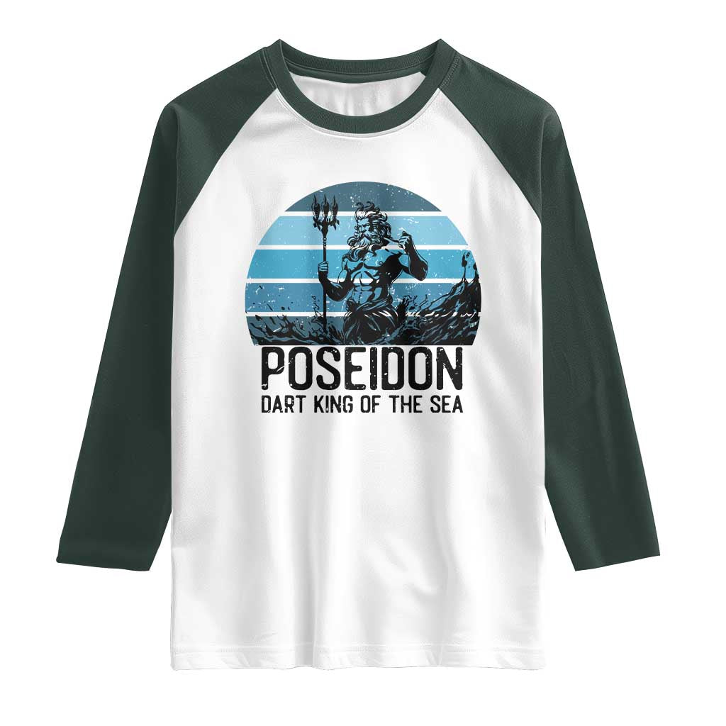 Ancient Greek Mythology Poseidon Dartist Raglan Shirt Dart King Of The Sea Trident - Wonder Print Shop