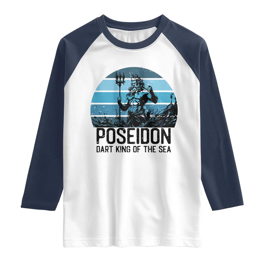 Ancient Greek Mythology Poseidon Dartist Raglan Shirt Dart King Of The Sea Trident - Wonder Print Shop