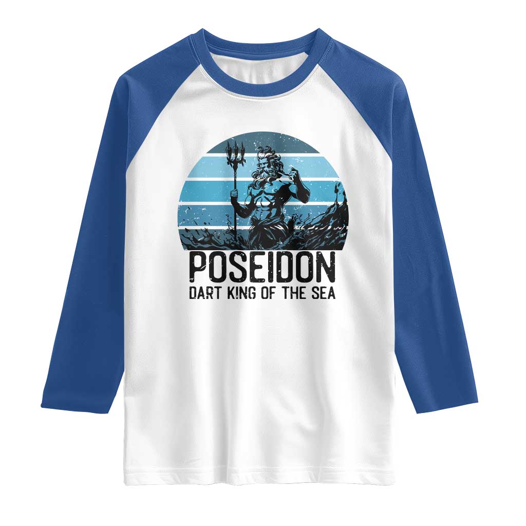 Ancient Greek Mythology Poseidon Dartist Raglan Shirt Dart King Of The Sea Trident - Wonder Print Shop