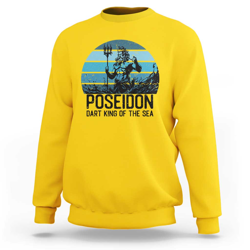 Ancient Greek Mythology Poseidon Dartist Sweatshirt Dart King Of The Sea Trident - Wonder Print Shop