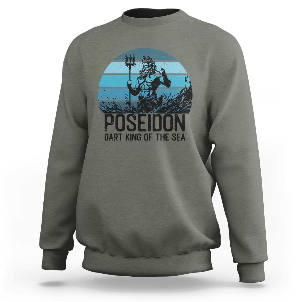 Ancient Greek Mythology Poseidon Dartist Sweatshirt Dart King Of The Sea Trident - Wonder Print Shop