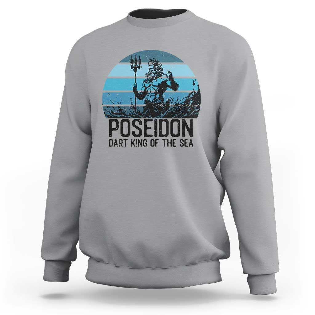Ancient Greek Mythology Poseidon Dartist Sweatshirt Dart King Of The Sea Trident - Wonder Print Shop