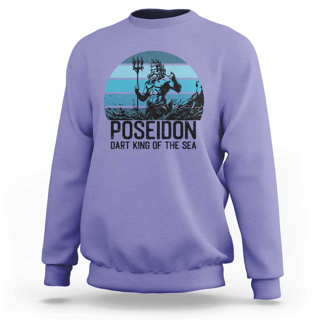 Ancient Greek Mythology Poseidon Dartist Sweatshirt Dart King Of The Sea Trident - Wonder Print Shop