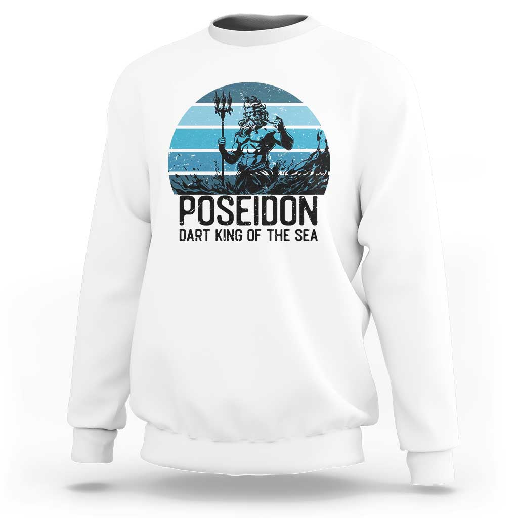 Ancient Greek Mythology Poseidon Dartist Sweatshirt Dart King Of The Sea Trident - Wonder Print Shop