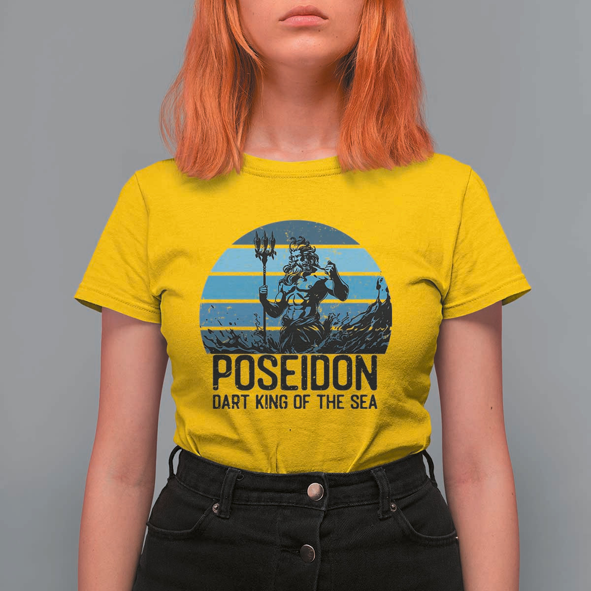 Ancient Greek Mythology Poseidon Dartist T Shirt For Women Dart King Of The Sea Trident - Wonder Print Shop