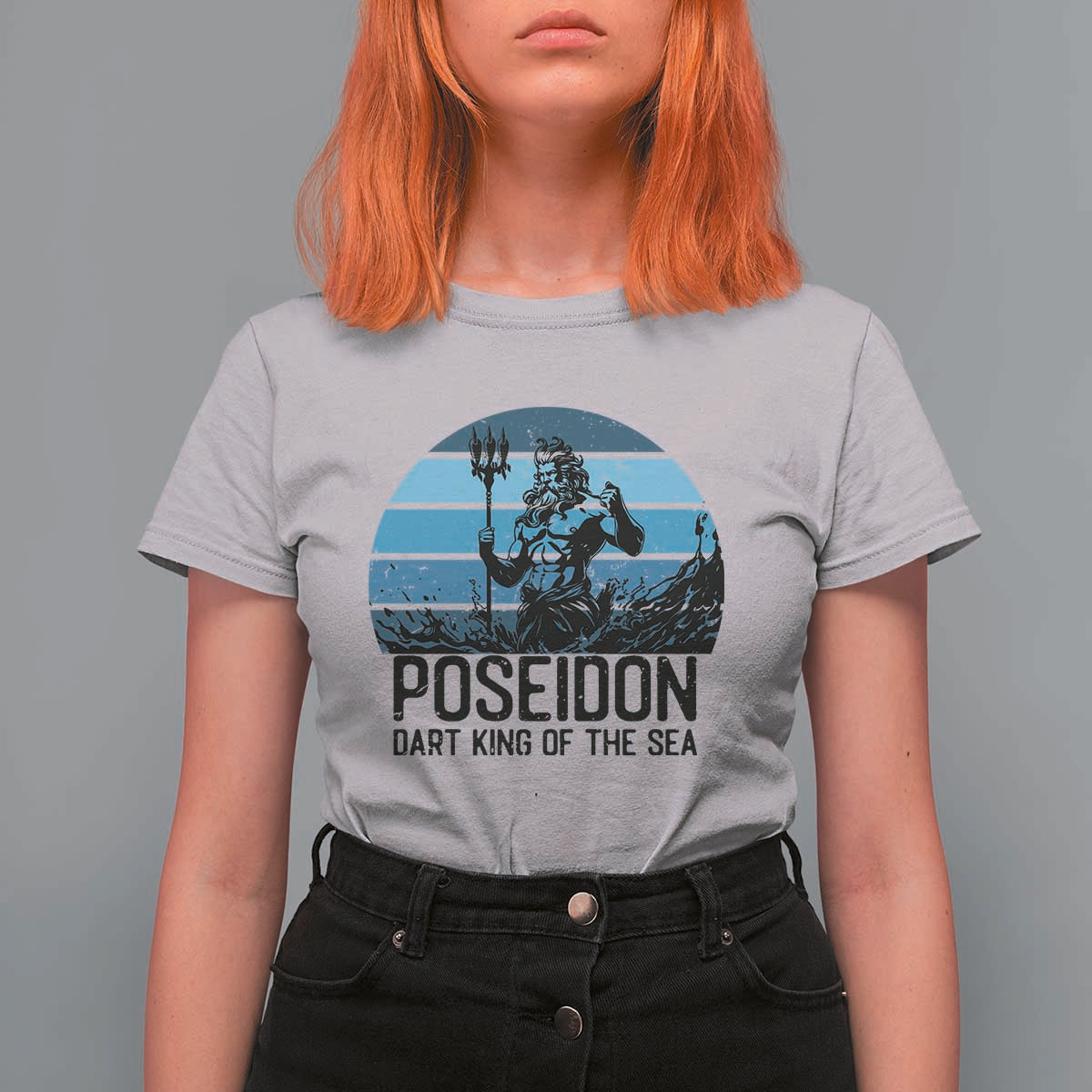 Ancient Greek Mythology Poseidon Dartist T Shirt For Women Dart King Of The Sea Trident - Wonder Print Shop