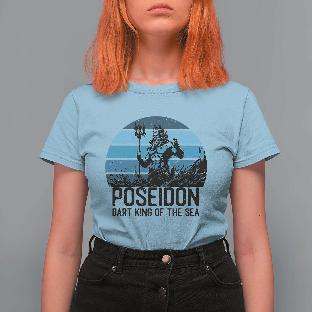 Ancient Greek Mythology Poseidon Dartist T Shirt For Women Dart King Of The Sea Trident - Wonder Print Shop