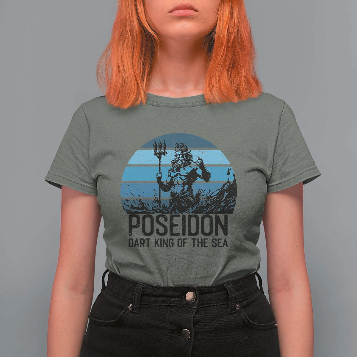 Ancient Greek Mythology Poseidon Dartist T Shirt For Women Dart King Of The Sea Trident - Wonder Print Shop