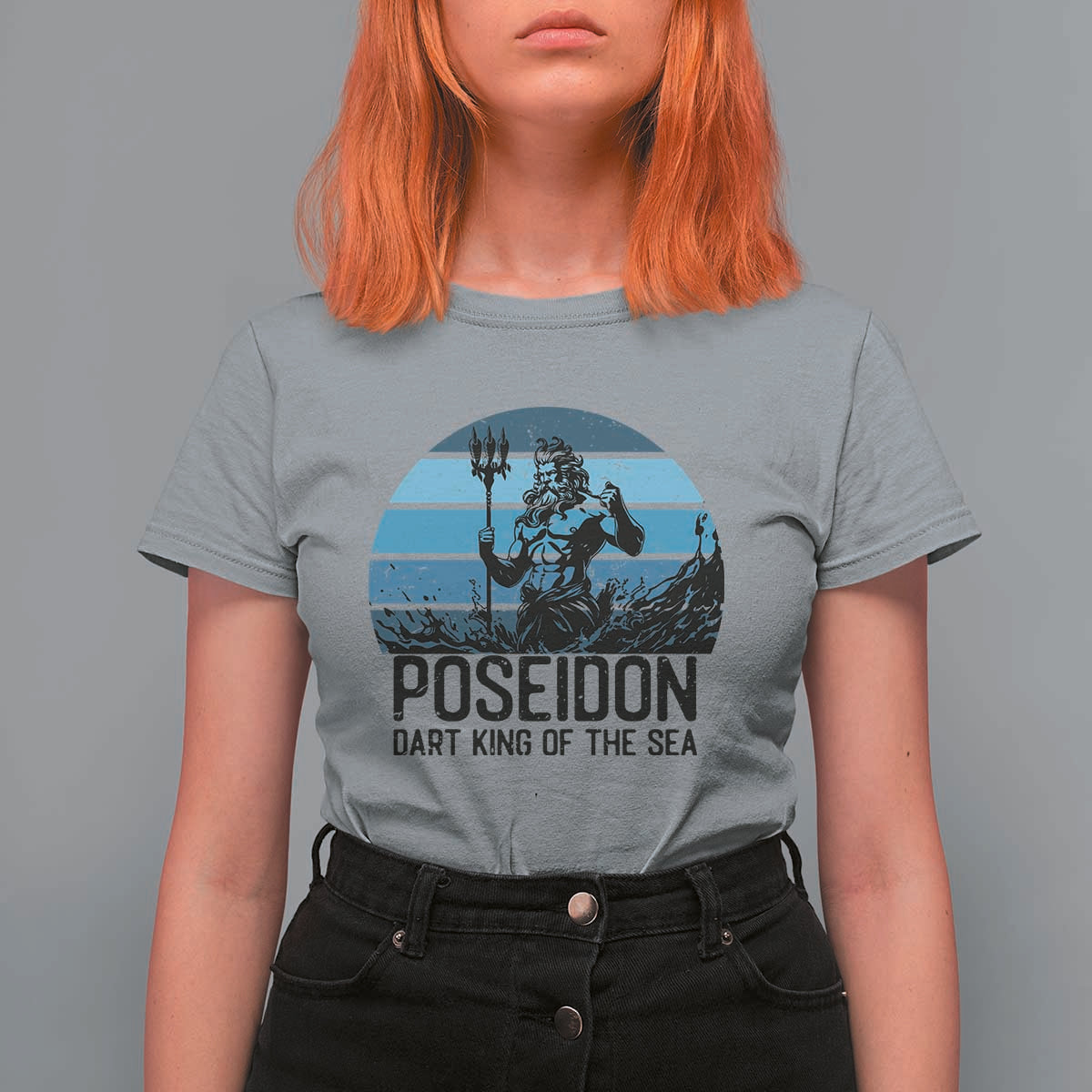 Ancient Greek Mythology Poseidon Dartist T Shirt For Women Dart King Of The Sea Trident - Wonder Print Shop
