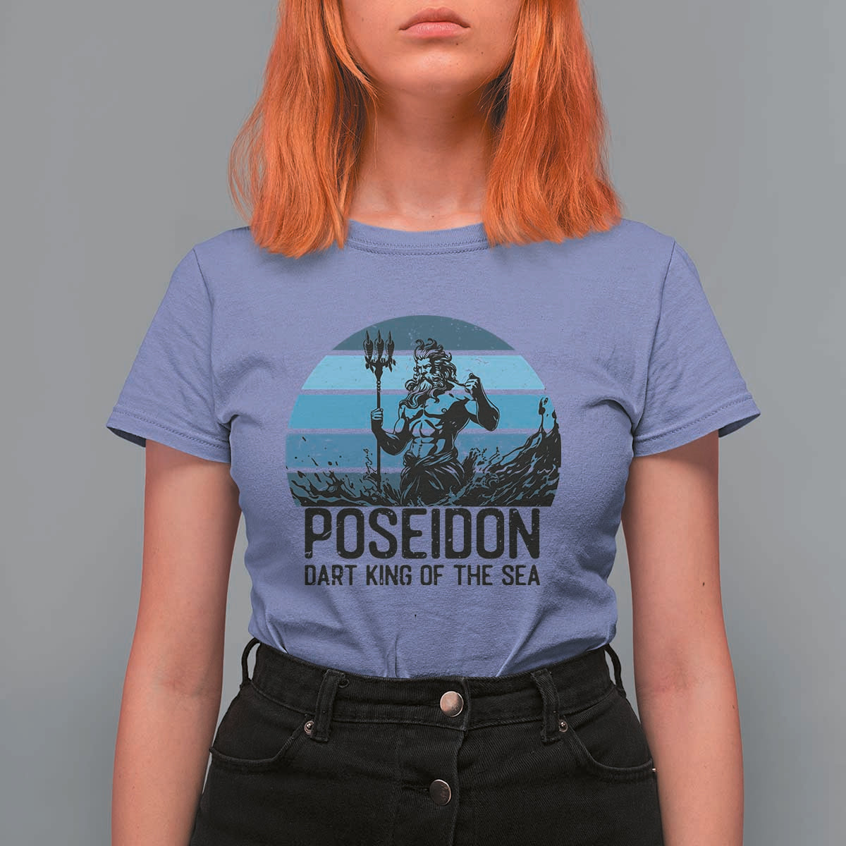 Ancient Greek Mythology Poseidon Dartist T Shirt For Women Dart King Of The Sea Trident - Wonder Print Shop