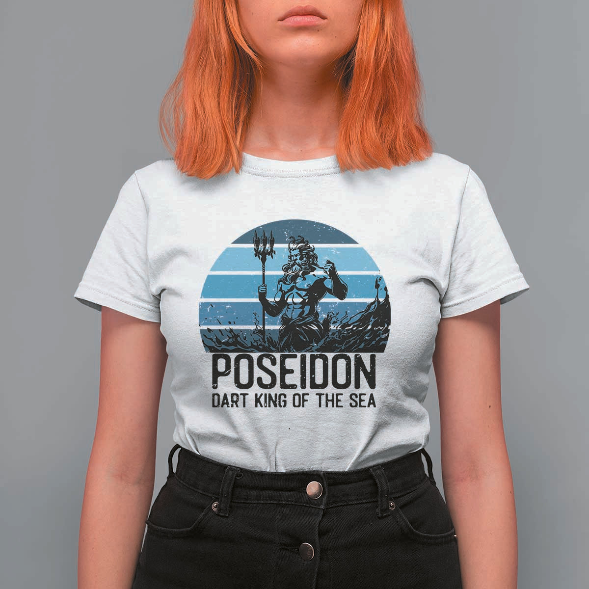 Ancient Greek Mythology Poseidon Dartist T Shirt For Women Dart King Of The Sea Trident - Wonder Print Shop